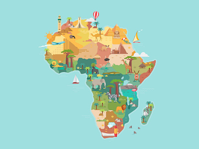 Map of Africa africa african city colorful design flat illustration map travel vector world