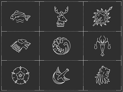 Game of Thrones - Emblems arryn baratheon dragon game of thrones greyjoy house icon lannister stark symbol targaryen winter is coming