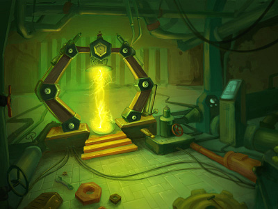 Portal 2d concept art dark environment gnome sci fi steampunk wow