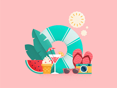 Summer Time beach cocktail icecream icon relax summer travel tropic vector vocation