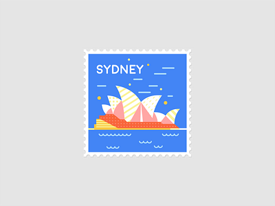 Sydney Stamp | Dribble Warm-Up building dribbbleweeklywarmup illustration postage stamp stamp sydney sydney opera house vector vectorart warm up weekly warm up
