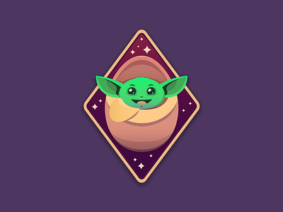 Baby Yoda patch adobe illustrator alien astronaut baby charactedesign cosmos cute dribbbleweeklywarmup explore mission patch space stars starwars stickers the mandalorian vector yoda