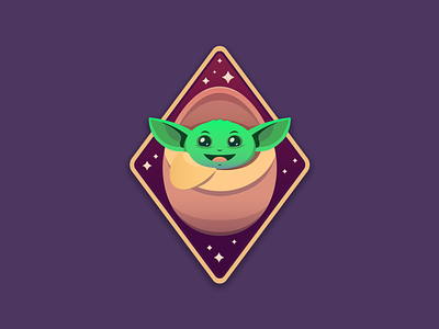 Baby Yoda patch adobe illustrator alien astronaut baby charactedesign cosmos cute dribbbleweeklywarmup explore mission patch space stars starwars stickers the mandalorian vector yoda