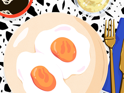 sunny side up breakfast coffee egg food food illustration illustration pattern stay positive terrazzo