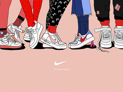 The Force Is Female editorial art female illustration illustrator nike nike women shoes the force is female vector