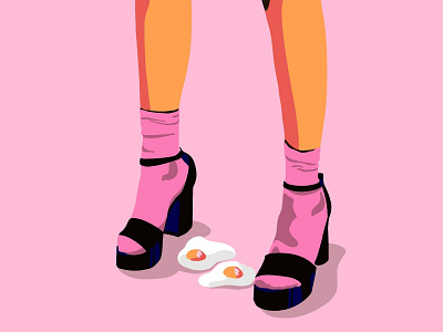 Drop'em balls design editorial art eggs fashion female girl girl boss illustration illustrator pink pro create