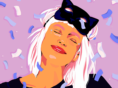 Release your inner cat cat confetti editorialillustration fashion female girl illustration illustrator josephinerais modern art procreate