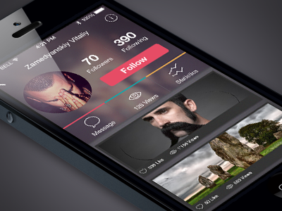 Profile app design flat interface ios7 mobile profile ui ux