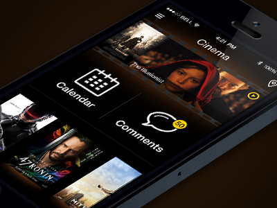 Cinema app cinema design flat interface ios7 mobile ui ux