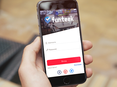 Funteek design flat interface ios iphone login mobile ui ux