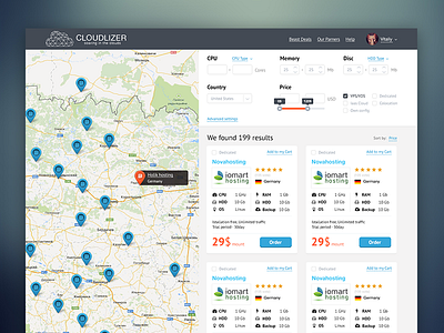 Cloudlizer admin dashboard flat icon interface list panel table ui ux