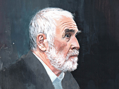 The portrait of artist in years acrylic artist old man portrait