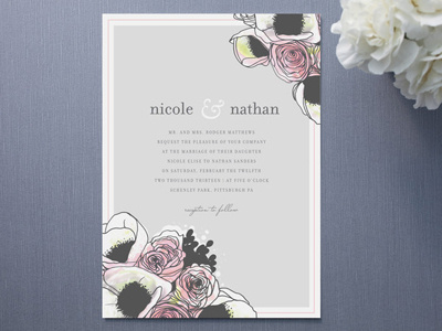 Belles Fleurs Wedding Invitations floral illustration invitations stationery wedding