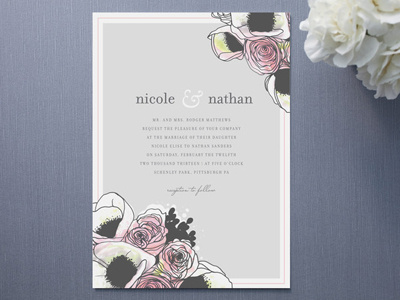 Belles Fleurs Wedding Invitations