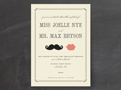 Stache + Kiss Wedding Invitations