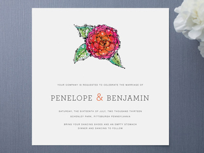 Penelope Wedding Invitations floral illustration invitations markers rubbing alcohol stationery wedding