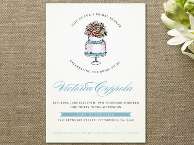 Sweet n' Chic Bridal Shower Invitations bridal shower cake illustration shower stationery wedding