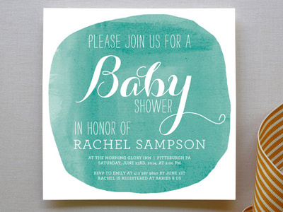 Simply Baby Shower Invitations baby baby shower modern shower stationery teal typography watercolor