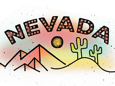 Nevada cactus illustration mountains nevada