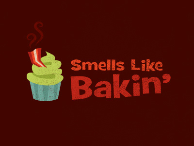 Smells Like Bakin' bacon branding cupcake logo