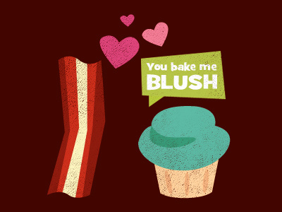 You Bake Me Blush bacon cupcake illustration treehouse