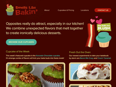 Bakin' a Website bacon branding cupcake layout logo