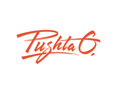 Pushta G brush calligraphy lettering logo typography
