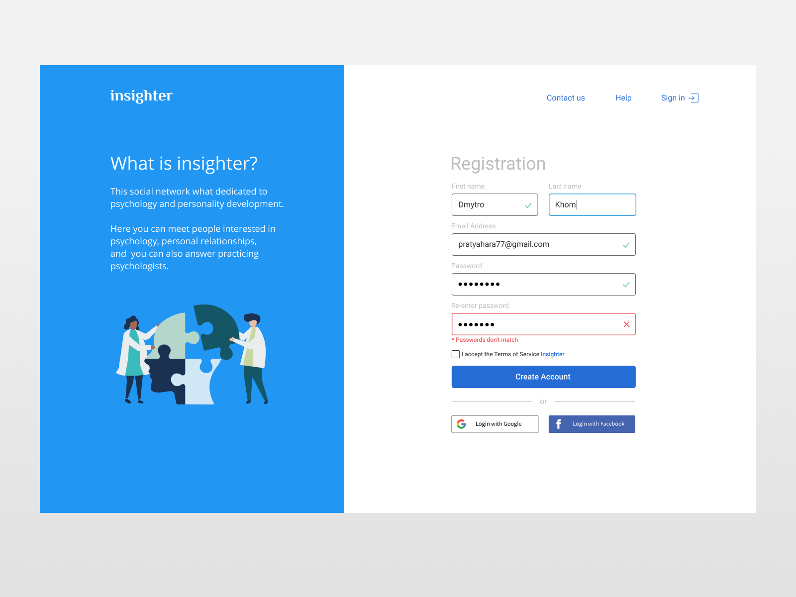 Insighter Registration Form By Dmytro Khomenchuk On Dribbble