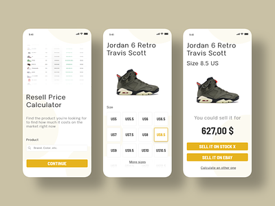 Daily UI Challenge - Calculator app daily ui jordan mobile mobile app nike sneakers stockx ui ux