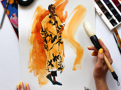 Fashion illustration Issey Miyake