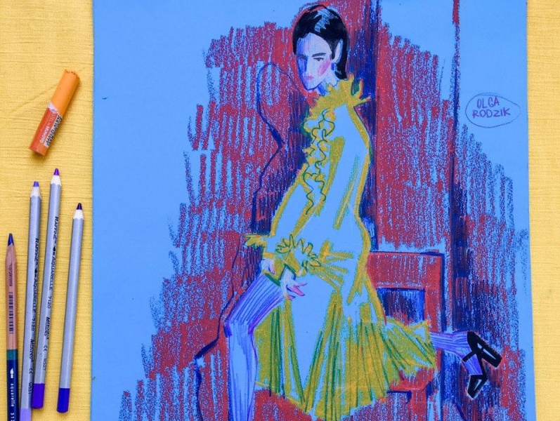oil pastel fashion illustration by Olga Rodzik on Dribbble