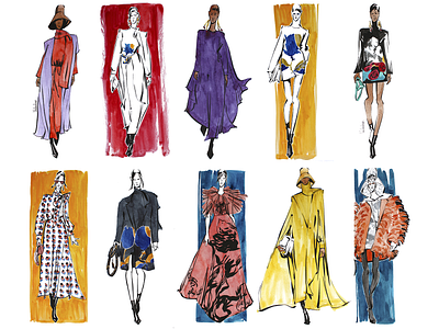 series of 23 illustrations Maison Valentino art design fashion fashion art fashion illustration fashion illustrator illustration maison valentino pencil water color