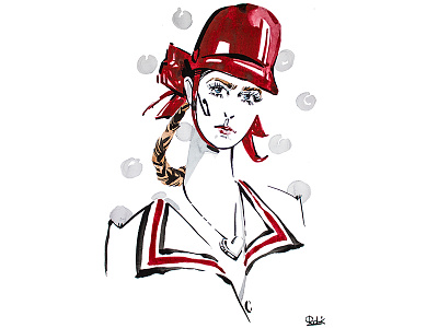 Fashion illustration Red girl art design fashion fashion art illustration water color