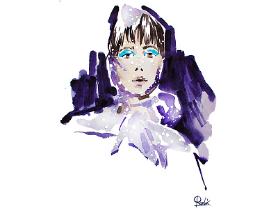 Fashion illustration - blue shadows art design fashion fashion art illustration water color