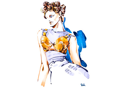 Fashion illustration - redhead art design fashion fashion art illustration water color