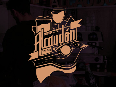 Bar Alcaudon diseño icono ilustración logo marca tipografía