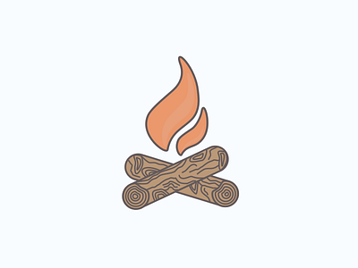 Campfire camping fire icon illustration log winter