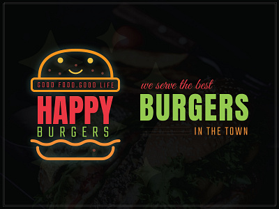 Food Logo with Banner burgers creative banner creative logo food logo happy burgers serve best food