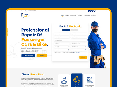 Ustad Hazir - Car Repair & Services. branding car service design landing page ui ui design ux webdesign