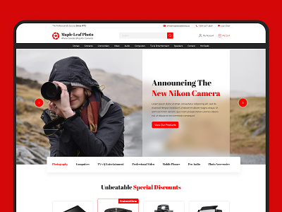 Camera Seller branding camera accessories design landing page ui web design