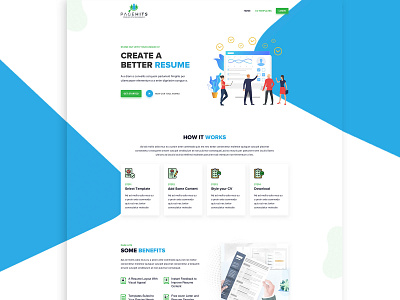 Page Hits - Resume Builder Landing page Mockup