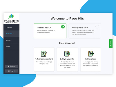 Dashboard design for resume builder website clean cv dashboad dashboard design dashboard ui landing resume builder resume cv resume design