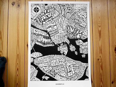 Stockholm Typography Map map poster screenprint