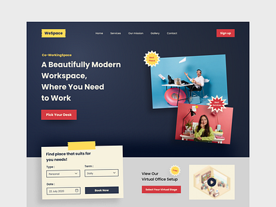 Co-Working Space Website book chat coworkingspace design designer graphic design job meeting popular reserve space ui uidesign uiux uiuxdesign virtual web webdesign website work