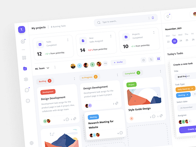 Task Management Dashboard 📋📝 app calender colorful dashboard light management palette popular project task trend ui ux web web design