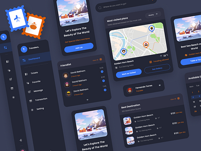 Travel UI Components - Dark mode 🌠