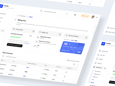 Billing Settings Page - ML Platform ai application billing card classic figma minimal ml mobile new product project settings trend ui ux webdesign