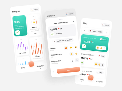 Blood Pressure Application application blood clean figma health medical mobile popular product project trend ui ux website