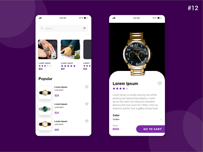 Daily UI -#12- E commerce Mobile App UI