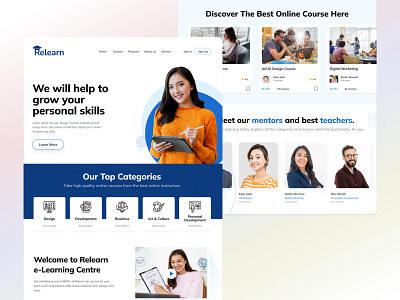 Relearn Landing Page UI branding design flat icon illustration ui ux vector
